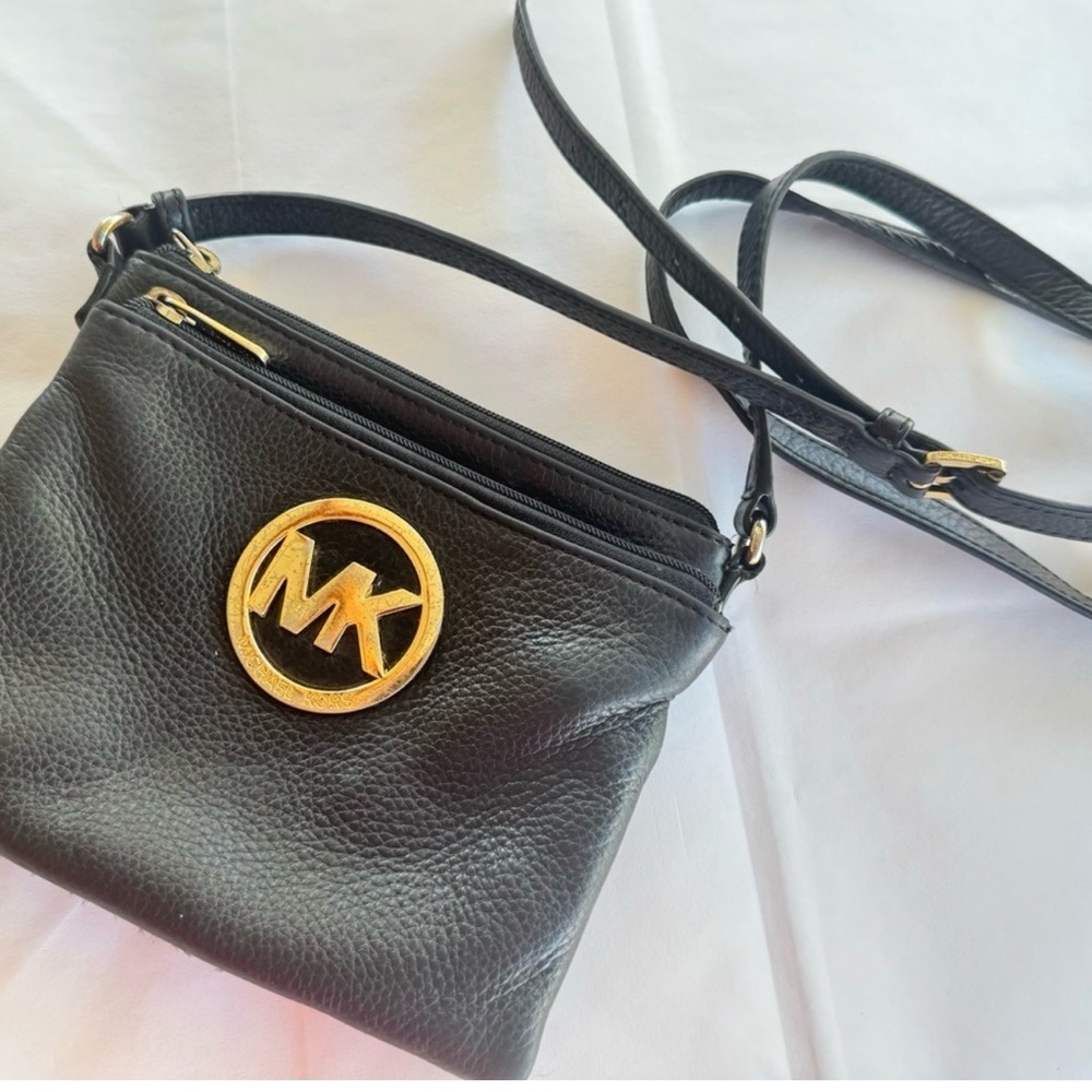 Michael Kors Black Crossbody Bag with Gold Logo